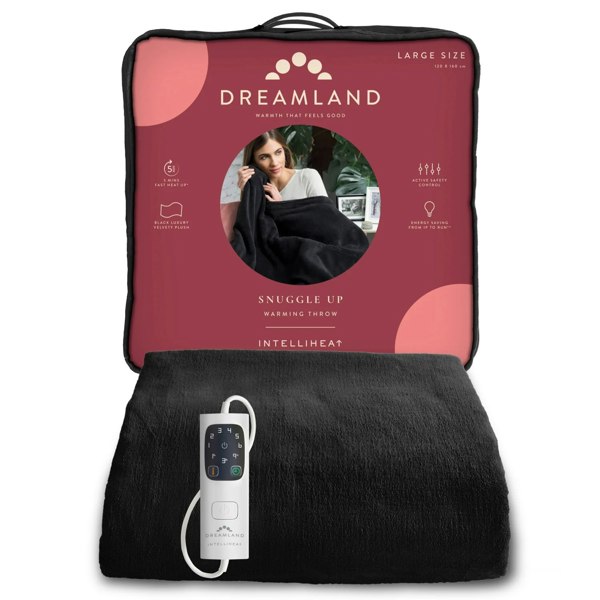 Dreamland Snuggle Up Heated Throw Electric Blanket - Black - 120cm x 160cm