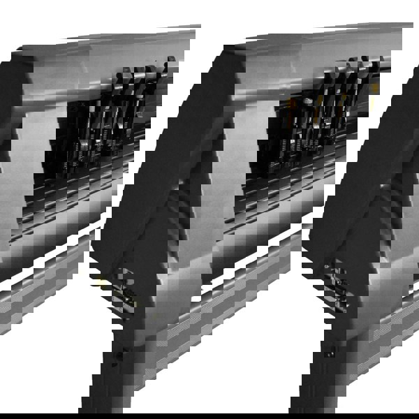 Clam Heat Press 38 x 38cm and 1350mm Vinyl Cutter with sleek gray finish, featuring adjustable rollers and control panel for precise cutting