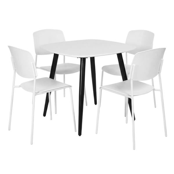 Core Products Aspen Dining Set - White Square Table & 4 Academy Dining Chairs