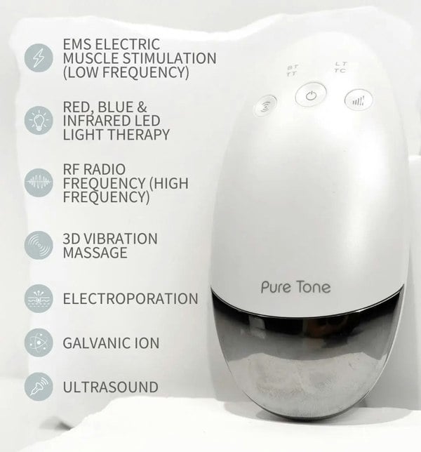 Radiance Pod Deluxe 7-in-1 Skin Lifting & Tightening Tool with Face-Up Gliding Gel Pure Tone Aesthetics