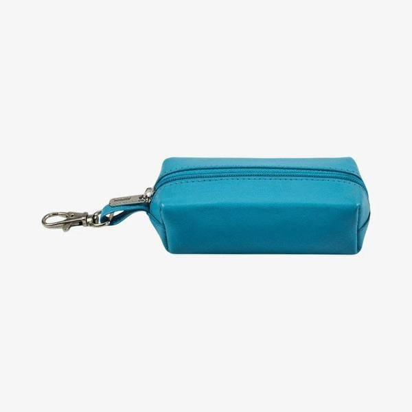 Turquoise leather key pouch made from real leather