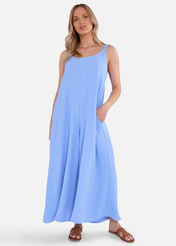 Gini London Blue Air Flow Strappy Wide leg Jumpsuit