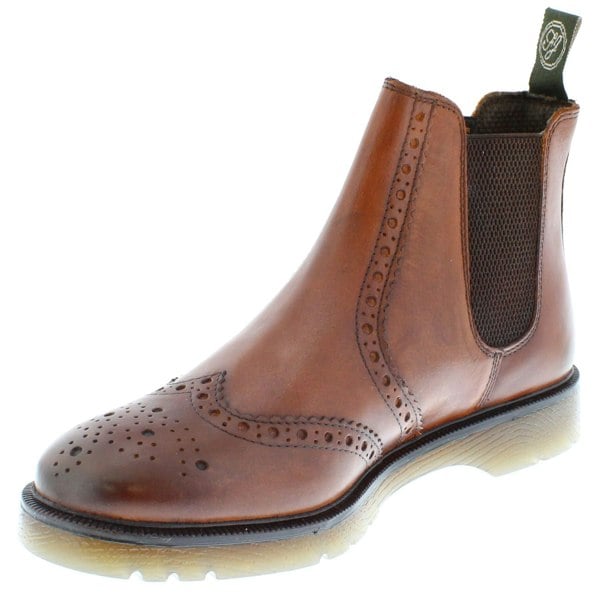 Frank James Warkton Leather Pull On Mens Brogue Chelsea Boots