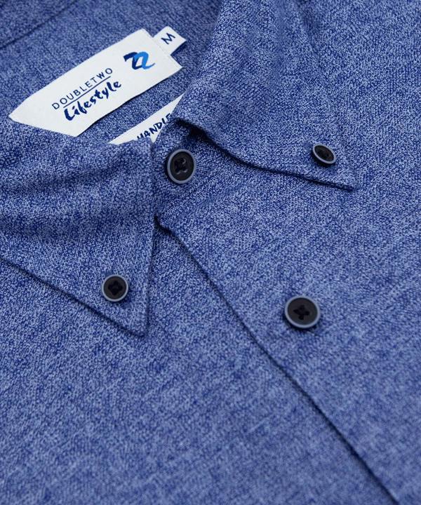 Navy Brushed Cotton Button-Down Collar Casual Shirt