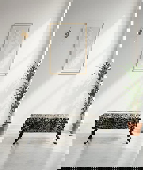 ISTOOLS Premium Leopard Print Ottoman Bench – Fabric Footstool & Coffee Table (Non-Storage)