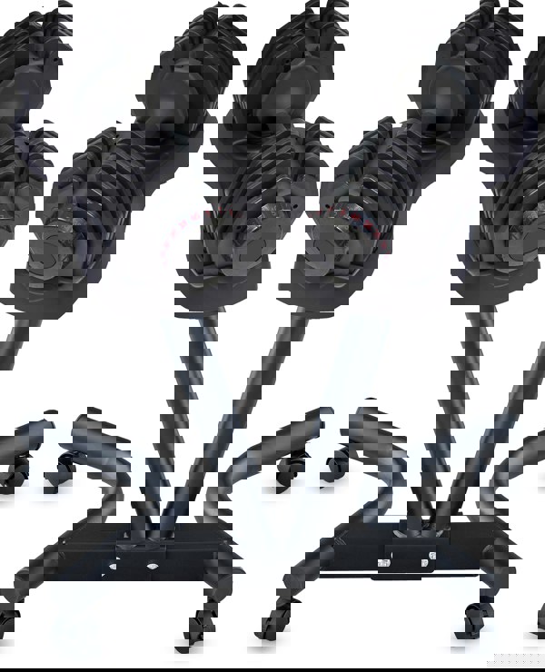 Strongology 40kg Adjustable Dumbbell Pair with Free Durable Steel Adjustable 40kg Dumbbell Floor Stand