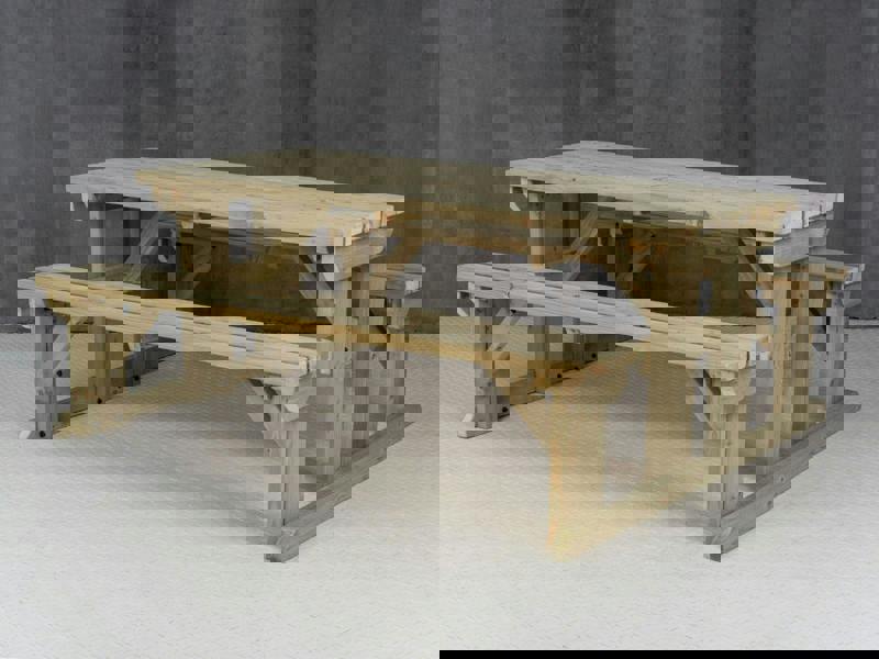 Abies Picnic Table and Benches Set - Wooden Outdoor Dining Set for Gardens and Patios