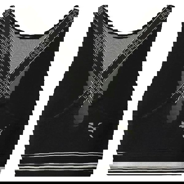 Puma Cotton Modal Stretch High Neck Bra with Mesh, Black/Silver
