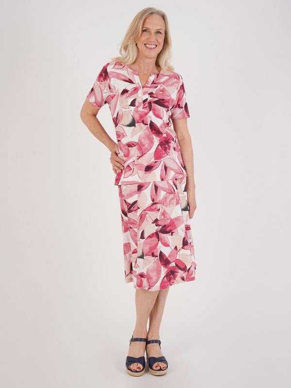 TIGI Summer Scattered Leaf Print Skirt-regular