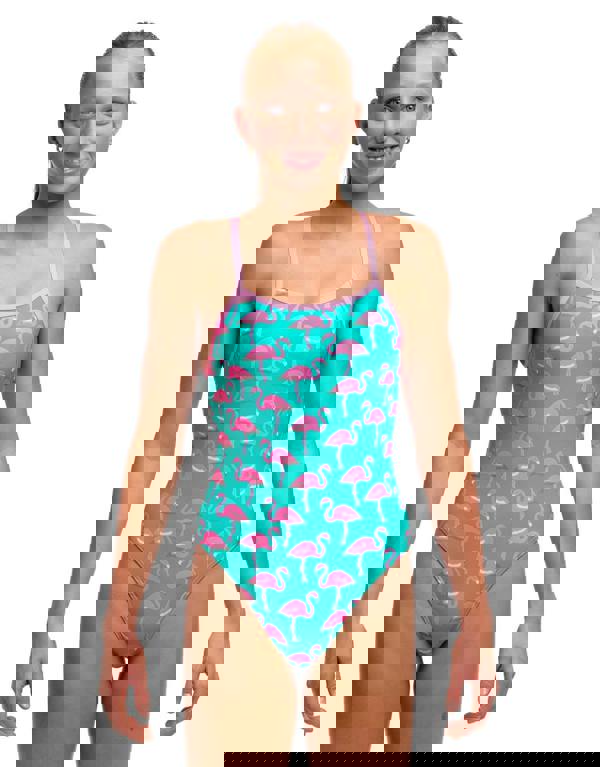 Funkita Girls Go Flamingo! Single Strap Swimsuit - Pink/Green