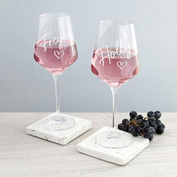 Personalised Love Heart Wine Glass - alternative angle