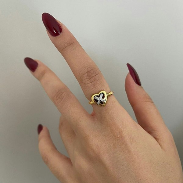 Spero London Heart X Adjustable Sterling Silver Ring