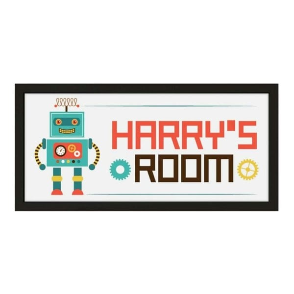 Personalised Wall Art Framed Kids Room Robot