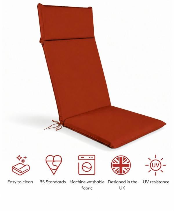 SP Range High Back Recliner Pad Garden Cushion TERRACOTTA The Garden Furniture Shop