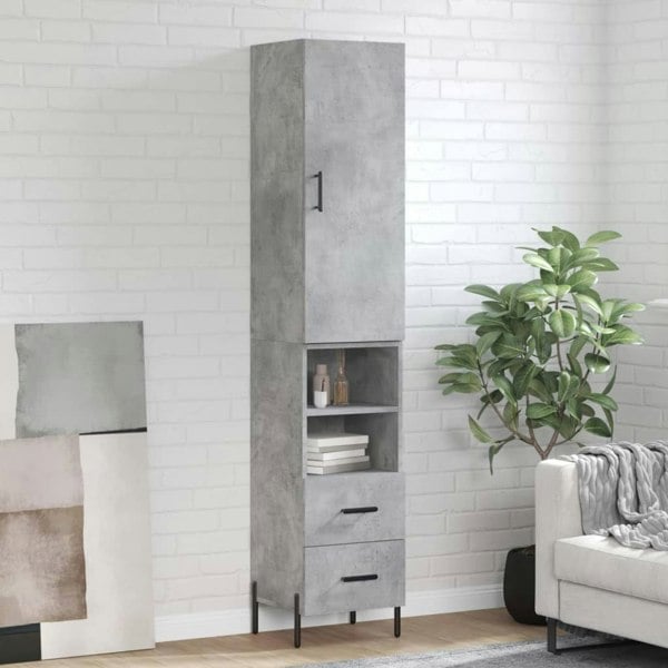 Berkfield Highboard Concrete Grey 34.5x34x180 cm Engineered Wood