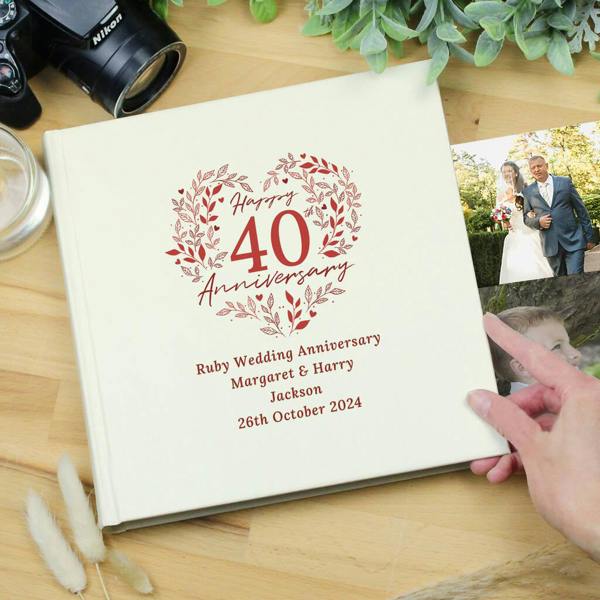 Personalised 40th Ruby Wedding Anniversary Photo Album - close-up detail