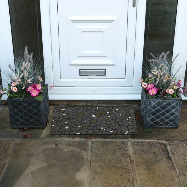 JVL Canyon Scraper Rubber Doormat 45x75cm, Black