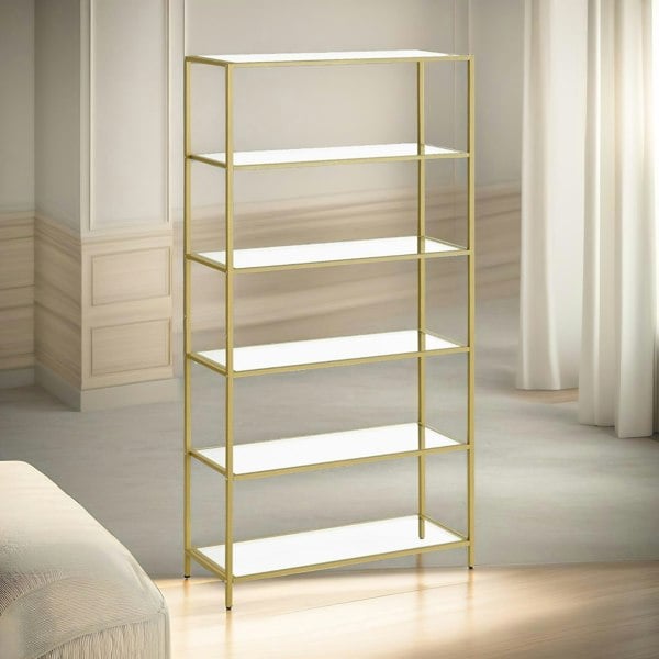 Rafaelo Mobilia 6 Tier Tempered Glass Shelves Unit Gold