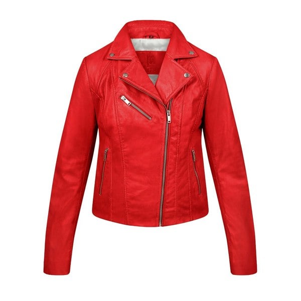 PRIMEHIDE Leather Biker Jacket Yvonne Red