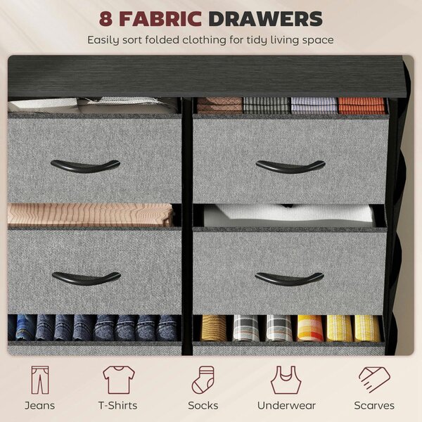Wyld Haus Niri Fabric And Metal Charcoal Grey 8 Drawer Storage Chest