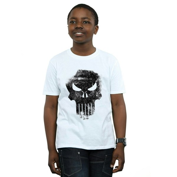 Marvel Boys The Punisher Distrressed Skull T-Shirt - White