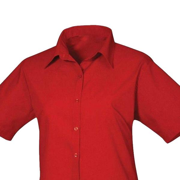 Premier Womens/Ladies Poplin Short-Sleeved Blouse - Red