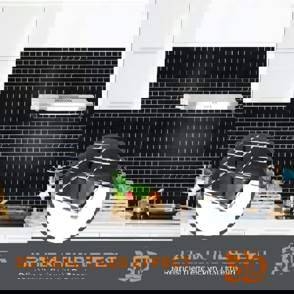 London Metro Classic Brick Pure Black Glossy Extra 3D Tile 30.5 x 30.5cm - 6 pcs