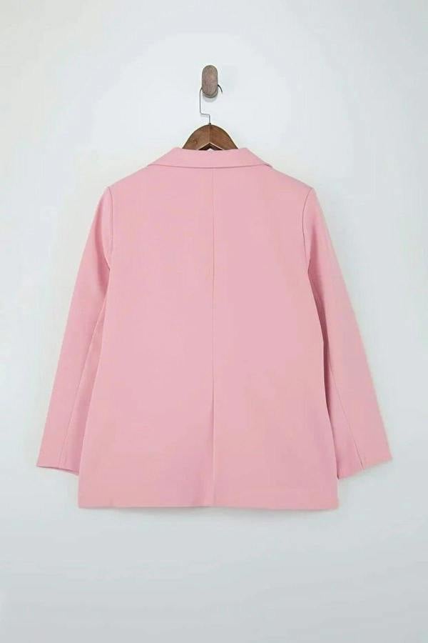 WOVCOR Double Closure Woven Blazer Plus Size Jacket