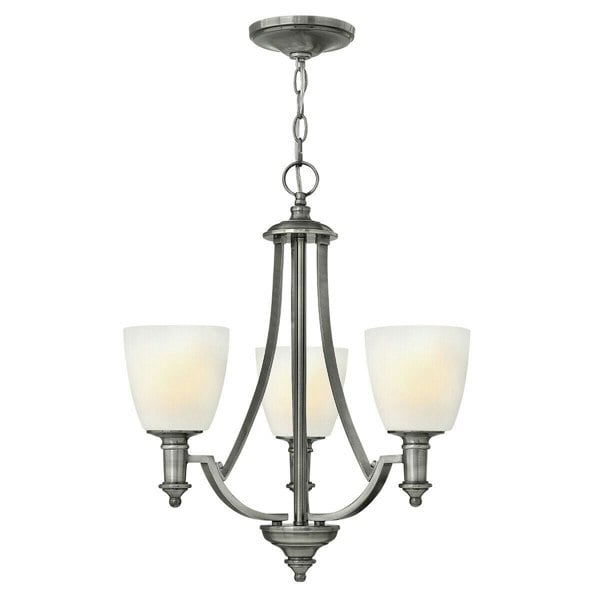 3 Bulb Chandelier Hanging Pendant LIght Antique Nickel LED E27 60W Bulb Loops
