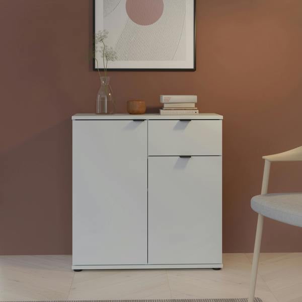 Furniture To Go Ganymede 2 Door Cupboard with Drawer and Top Lip Detail in Light Grey