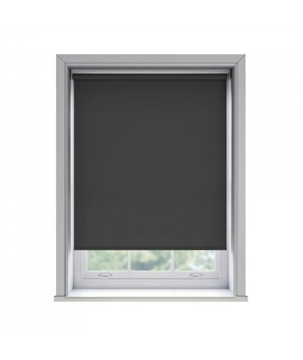 NewEdgeBlinds No Drill Black Thermal Blackout Roller Blind (170cm Drop)