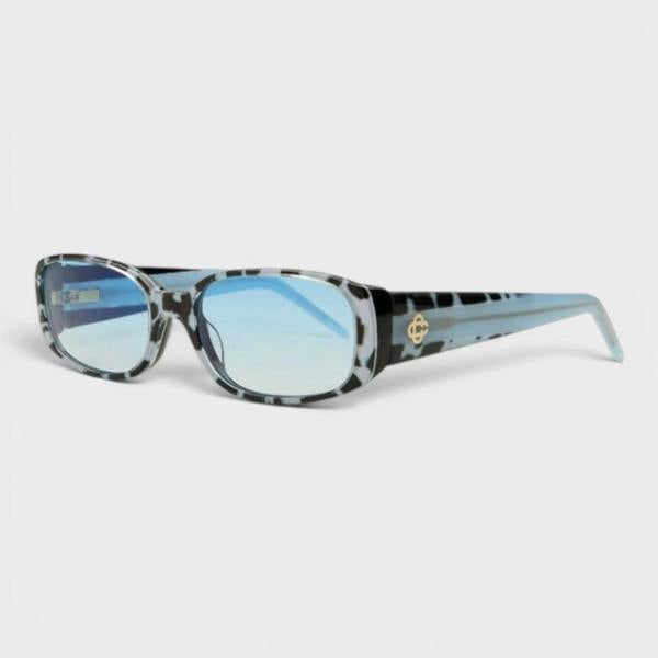 Casablanca Oval Stripe Acetate Sunglasses White Leopard Blue