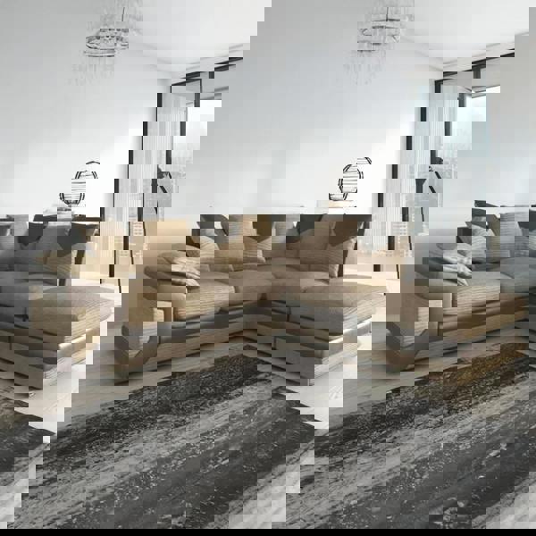 Furnishings For Less Dino Mixed Fabric Corner Sofa with Footstool