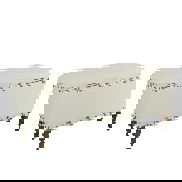 Luxury Living Chelsea Storage Ottoman Bench - Cream/Brass Upholstered with flip lid