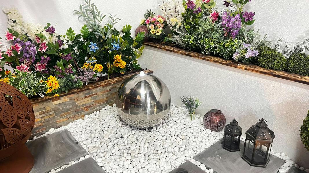 Tranquillity Water Features 40cm Stainless Steel Sphere Modern Metal Water Feature