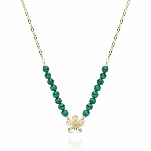 253N314303925 ECFEW™ Creator Malachite Bead & Tsavorite Necklace In Sterling Silver 1