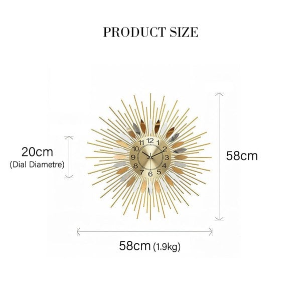 Miller Round Art Deco Wall Clock, Silent Clock, Gold & Silver-Weilai-Weilai Concept