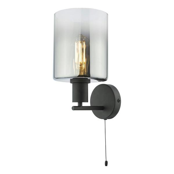 Pagazzi Lighting Marcel Matte Black & Smoked Glass Wall Light