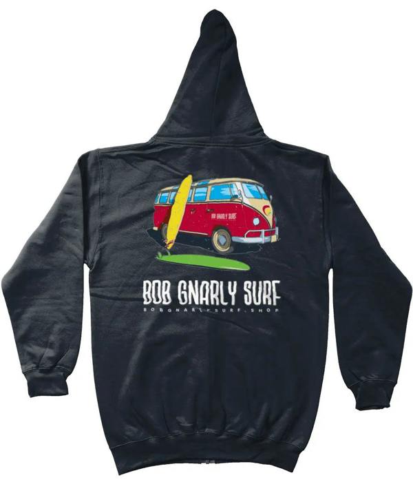Bob Gnarly Surf Zipped Hoodie Wave Hunt - New French Navy