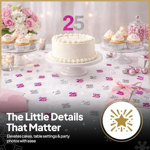 Pink and Silver 25th Birthday Confetti Table Decoration Range for Parties and Celebrations image 7