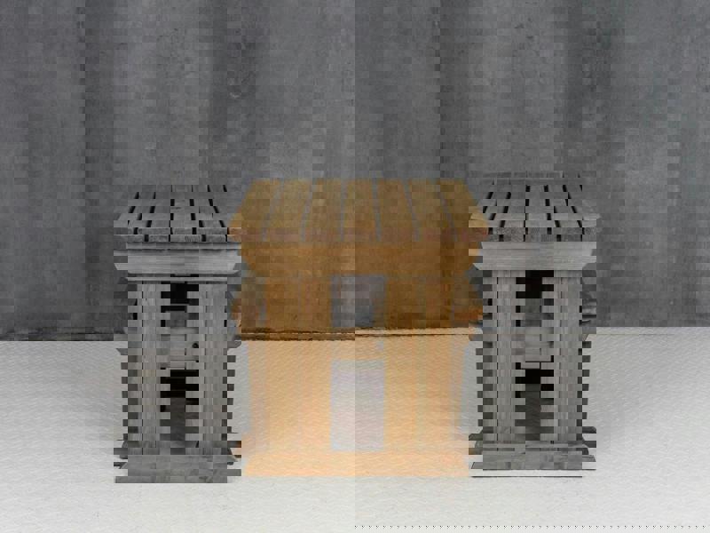 Yews Rounded Space-Saving Picnic Table and Benches Set – Rustic Finish Wooden Outdoor Dining Set for Gardens and Patios
