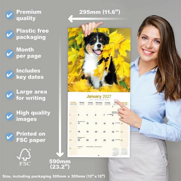 Australian Shepherd Calendar 2027, Wall Calendars, Month To View, Dogs, Gift