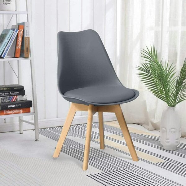 Kosy Koala Dining Table Set Oak Effect Table With 4 Grey Plastic Chairs Dining Room Furniture