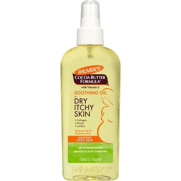 Palmer's Cocoa Butter Formula Soothing Oil is uniquely formulated to soothe, moisturise and soften the dry, itchy skin associated with pregnancy.