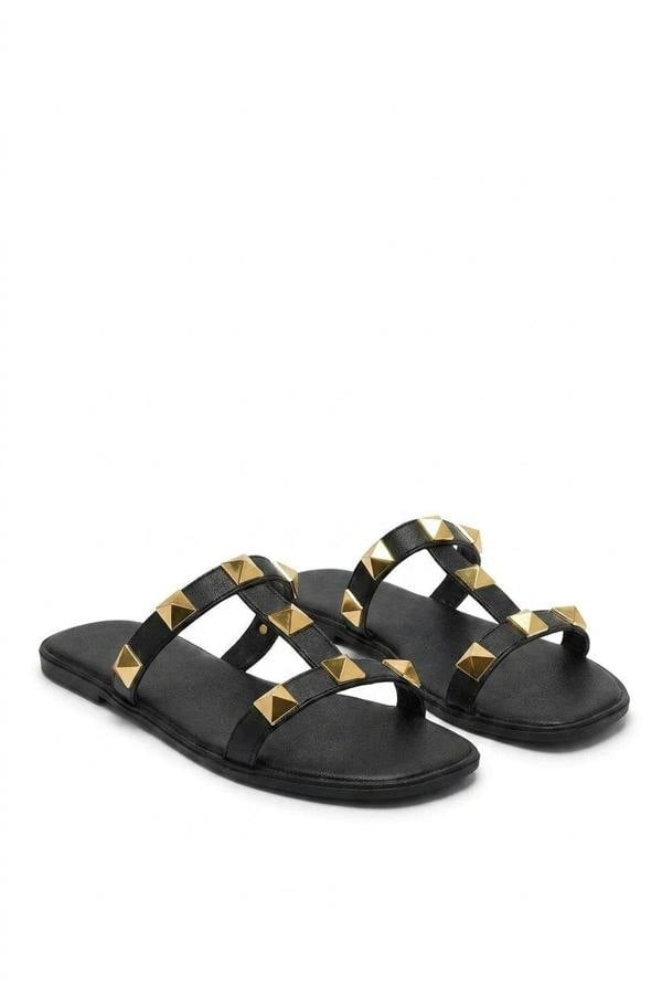 Blair Studded Strap Sandals - Black_wb