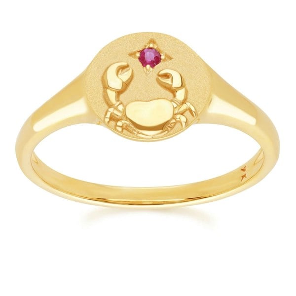 Zodiac Ruby Cancer Signet Ring In 9ct Yellow GoldFront  135R2085019