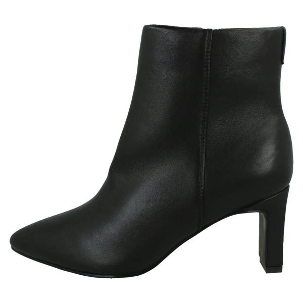Spot On Ladies Spot On High Heel Leather Ankle Boots with Pointed Toe Inside Zip F51213
