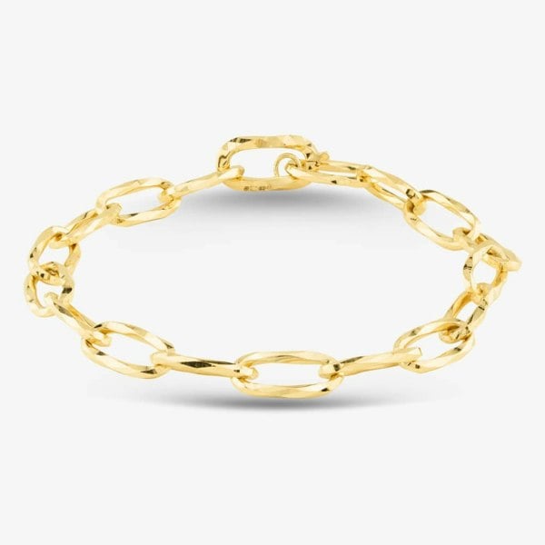 T. H. Baker 9ct Yellow Gold 7.5 Inch Diamond Cut Oval Belcher Bracelet 1.29.0502