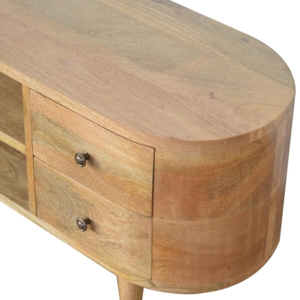 Wyld Haus Padua Round Natural Mango Wood Entertainment TV Unit 4 Drawers
