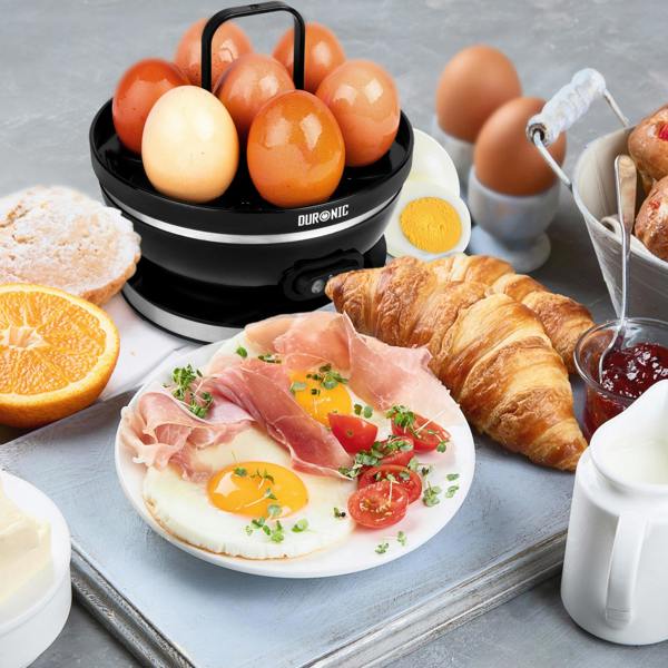 Duronic Electric Egg Boiler EB27 BK Steamer for Eggs 400W Automatic Egg Boiler Electronic Omelette Maker Poacher for 7 Soft, Medium & Hard Boiled Eggs